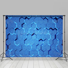 Lofaris Futuristic Blue Hexagonal Wall Science Fiction Backdrop