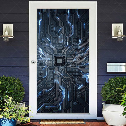 Lofaris Futuristic Circuit Motherboard Sci-Fi Events Door Cover