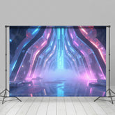 Lofaris Futuristic Indoor Corridor Glow Neon Lights Backdrop