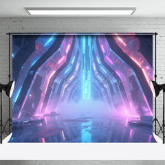 Lofaris Futuristic Indoor Corridor Glow Neon Lights Backdrop