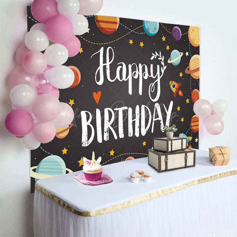 Lofaris Galactic Universe Planet Happy Birthday Backdrop