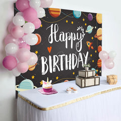 Lofaris Galactic Universe Planet Happy Birthday Backdrop