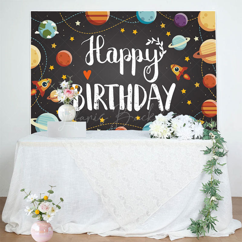 Lofaris Galactic Universe Planet Happy Birthday Backdrop
