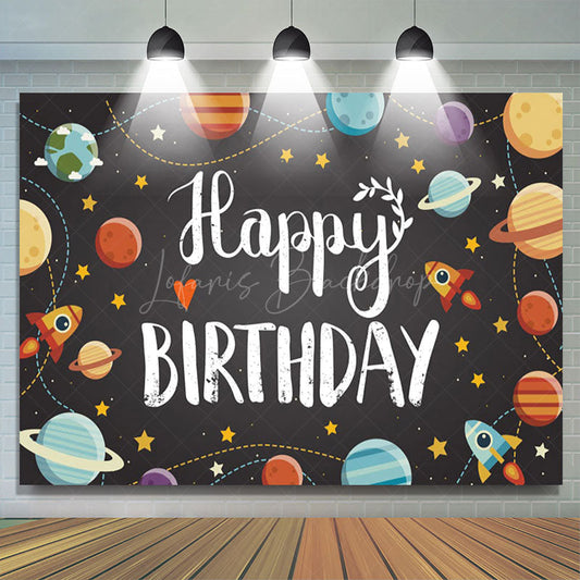 Lofaris Galactic Universe Planet Happy Birthday Backdrop