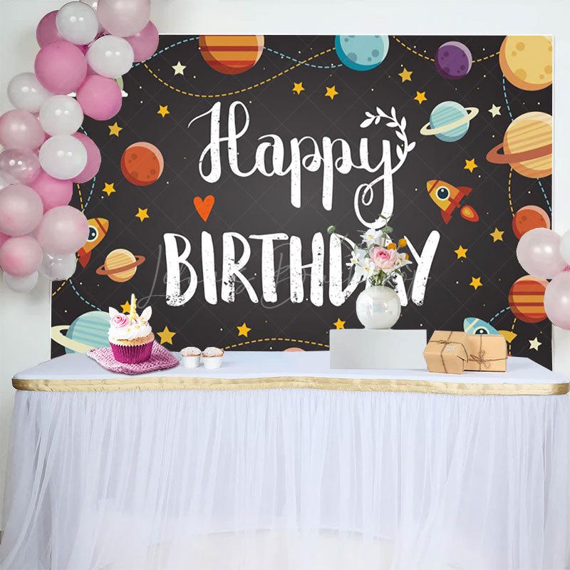 Lofaris Galactic Universe Planet Happy Birthday Backdrop