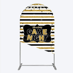 Lofaris Game Night Party Arch Backdrop in Black and Gold Glitter Life is a Theme Adult Birthday Photo Booth Decor