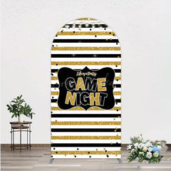 Lofaris Game Night Party Arch Backdrop in Black and Gold Glitter Life is a Theme Adult Birthday Photo Booth Decor