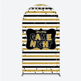 Lofaris Game Night Party Arch Backdrop in Black and Gold Glitter Life is a Theme Adult Birthday Photo Booth Decor
