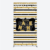 Lofaris Game Night Party Rectangle Backdrop in Black and Gold Glitter Life is a Theme Adult Birthday Photo Booth Decor