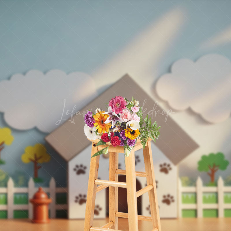 Lofaris Garden Fence Paw Kennel Birthday Cake Smash Backdrop