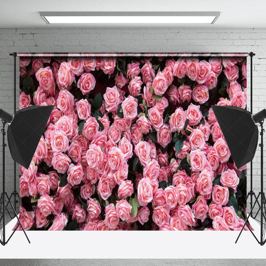 Lofaris Garden Green Leaves Pink Flowers Photo Booth Backdrop