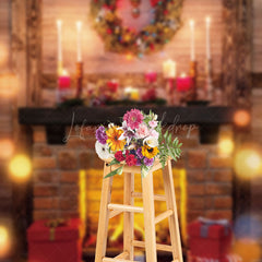 Lofaris Garland Halo Fireplace Christmas Photo Backdrop
