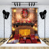 Lofaris Garland Halo Fireplace Christmas Photo Backdrop