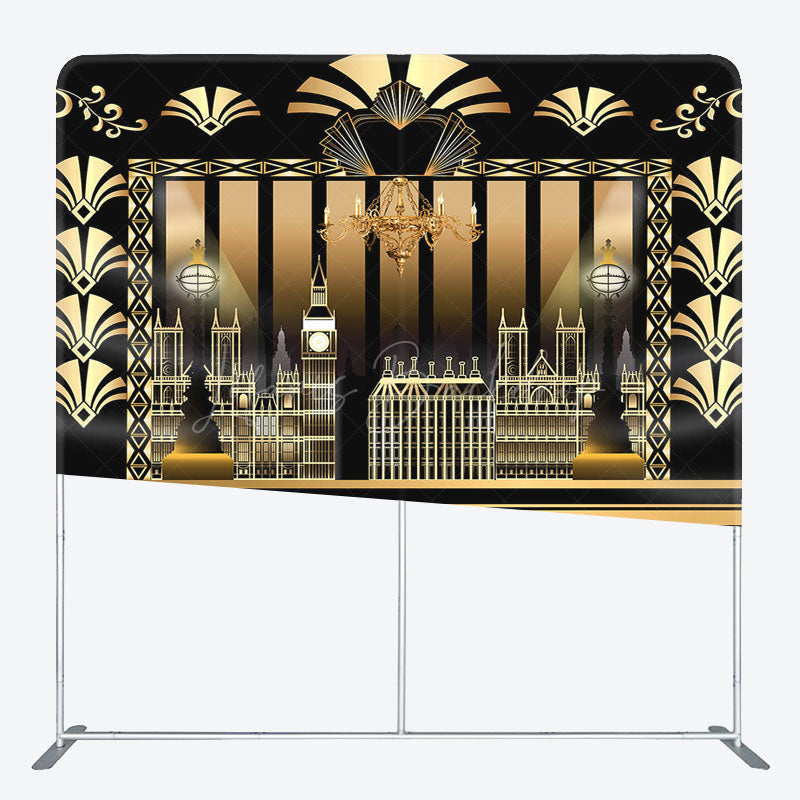 Lofaris Gatsby Black Gold Buildings Square Tension Backdrop