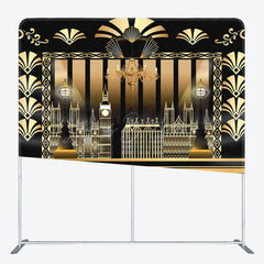 Lofaris Gatsby Black Gold Buildings Square Tension Backdrop
