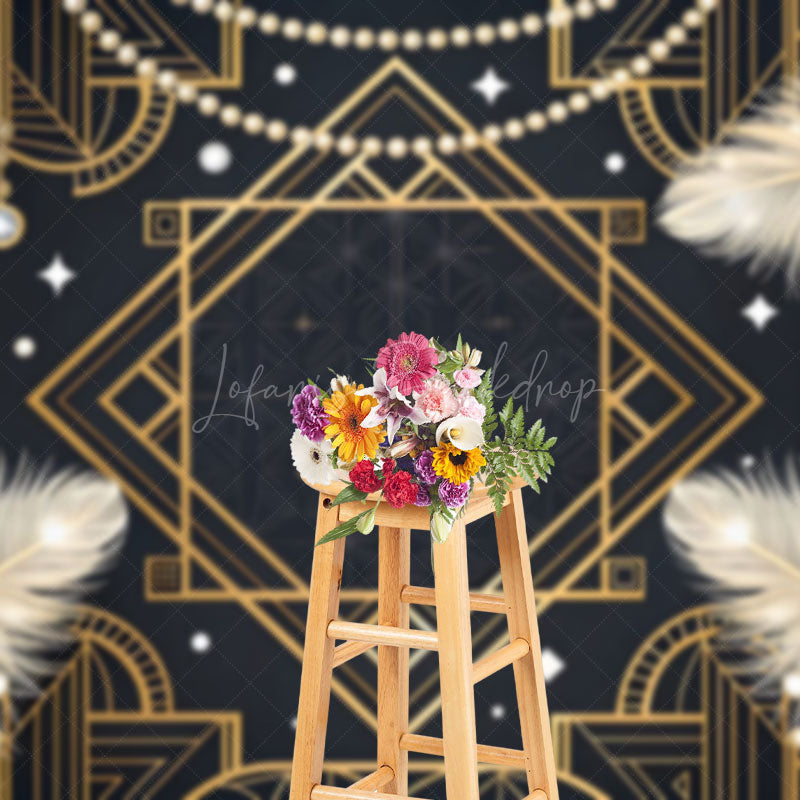 Lofaris Gatsby Carnival Elegant Geometric Feather Backdrop