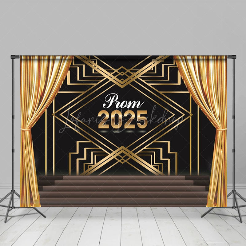 Lofaris Gatsby Gold Curtain Black Stage Graduation Backdrop