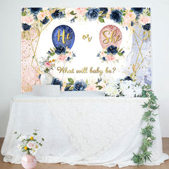 Lofaris Gender Reveal Balloon Soft Pastel Flowers Backdrop
