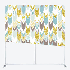 Lofaris Geometric Arrow Gold Glitter Double-Sided Tension Fabric Backdrop for Boho Birthday Party Photo Booth Decor