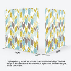 Lofaris Geometric Arrow Gold Glitter Double-Sided Tension Fabric Backdrop for Boho Birthday Party Photo Booth Decor