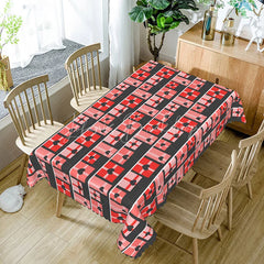 Lofaris Geometric Heart Gift Box Rectangle Tablecloth Red and Pink Squares on Black Modern Valentine Plaid Dining Decor