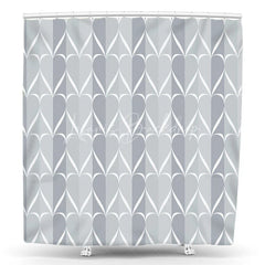 Lofaris Geometric Heart Pattern Shower Curtain Abstract Light Blue Grey Design Modern Minimalist Bathroom Decor