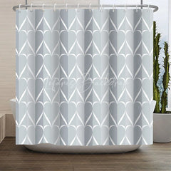 Lofaris Geometric Heart Pattern Shower Curtain Abstract Light Blue Grey Design Modern Minimalist Bathroom Decor