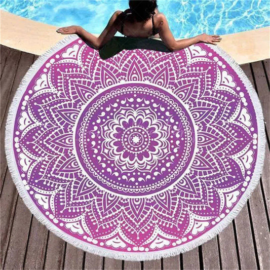 Lofaris Geometric Purplepattern Art Vibe Round Beach Towel