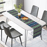 Lofaris Geometric Tribal Table Runner in Green Modern Southwest Pattern for Kitchen and Dining Decor