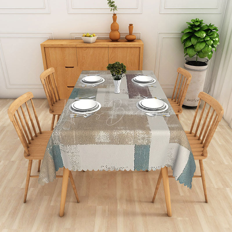 Lofaris Geometry Beige Texture Hoom Rectangle Tablecloth