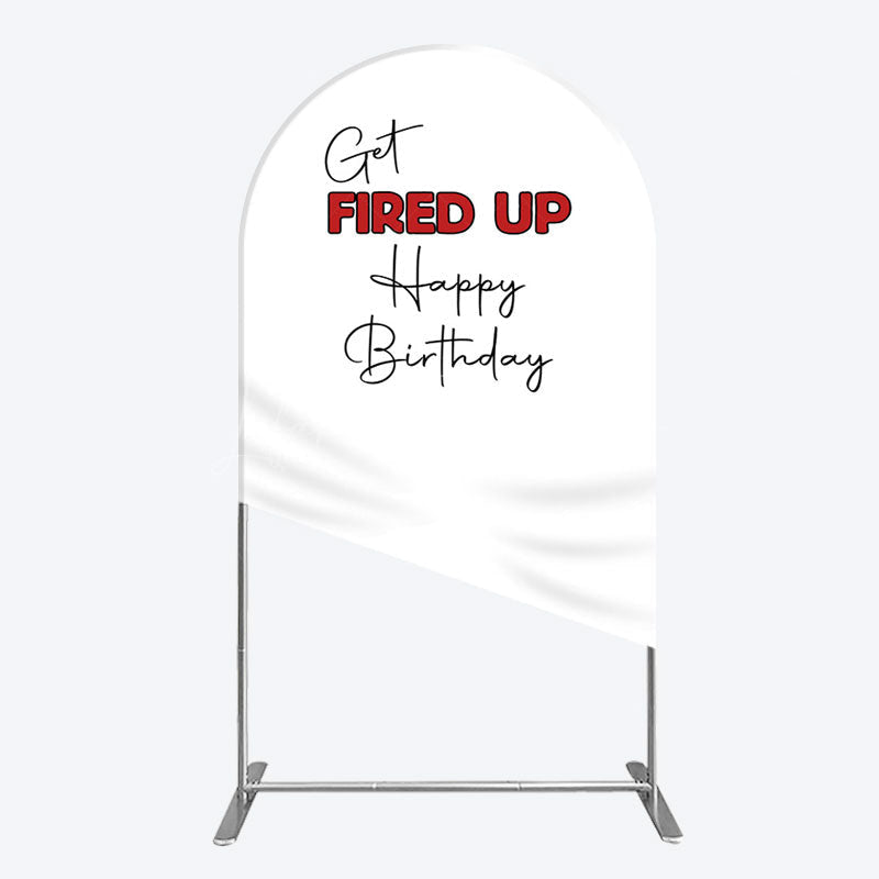 Lofaris Get Fired Up Red White Birthday Arch Backdrop