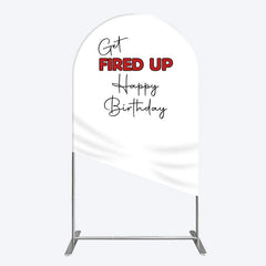 Lofaris Get Fired Up Red White Birthday Arch Backdrop