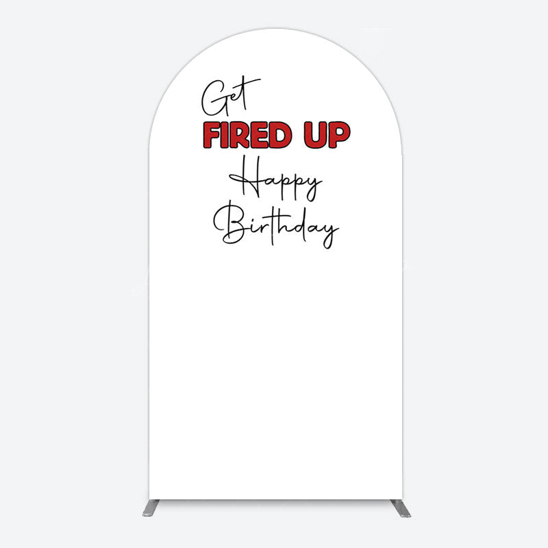 Lofaris Get Fired Up Red White Birthday Arch Backdrop