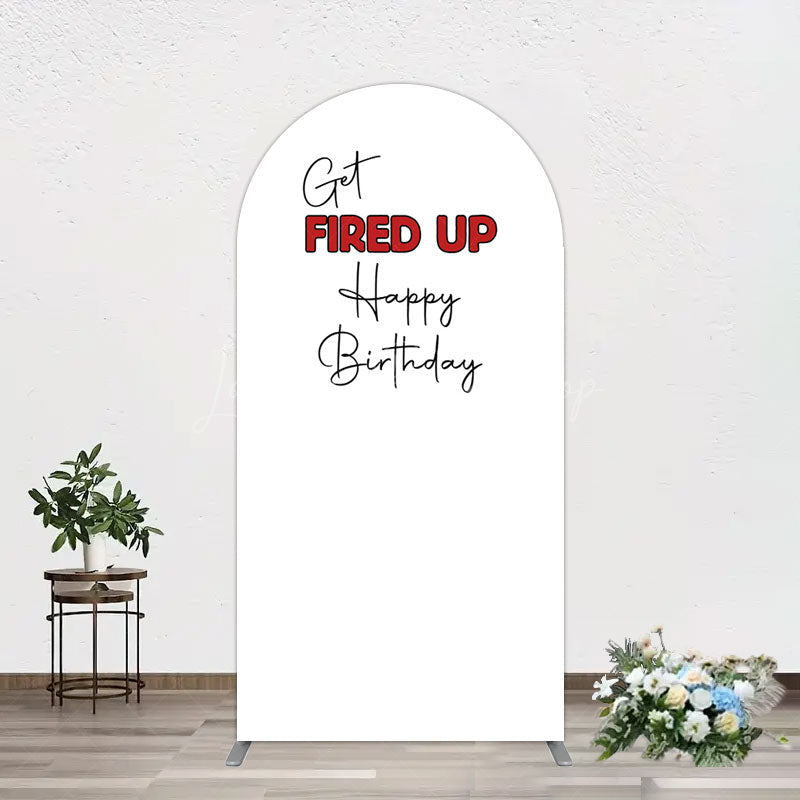 Lofaris Get Fired Up Red White Birthday Arch Backdrop