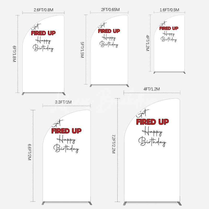 Lofaris Get Fired Up Red White Birthday Half Moon Arch Backdrop