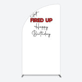 Lofaris Get Fired Up Red White Birthday Half Moon Arch Backdrop