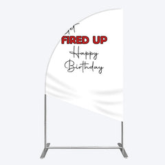 Lofaris Get Fired Up Red White Birthday Half Moon Arch Backdrop