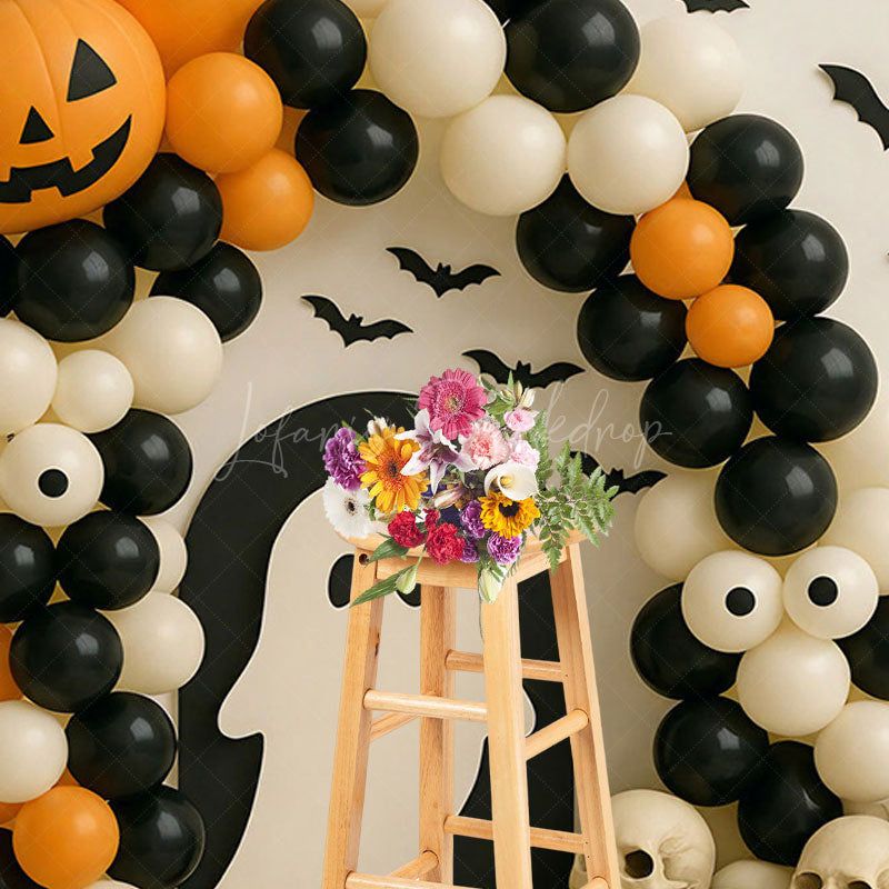 Lofaris Ghostly Skeletons Balloon Arch Halloween Backdrop