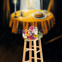 Lofaris Ghost’s Dinner Date Halloween Photography Backdrop Spooky Phantom at a Candlelit Table Fine Art Themed Decor
