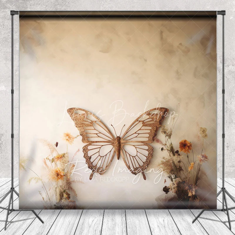 Lofaris Giant Wooden Butterfly Headboard Backdrop Boho Dried Flower Photography Background