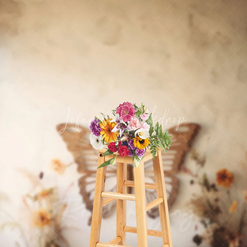 Lofaris Giant Wooden Butterfly Headboard Backdrop Boho Dried Flower Photography Background