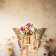 Lofaris Giant Wooden Butterfly Headboard Backdrop Boho Dried Flower Photography Background