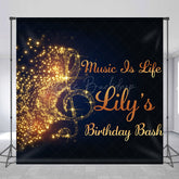 Lofaris Gilded Note Music Is Life Custom Name Birthday Backdrop