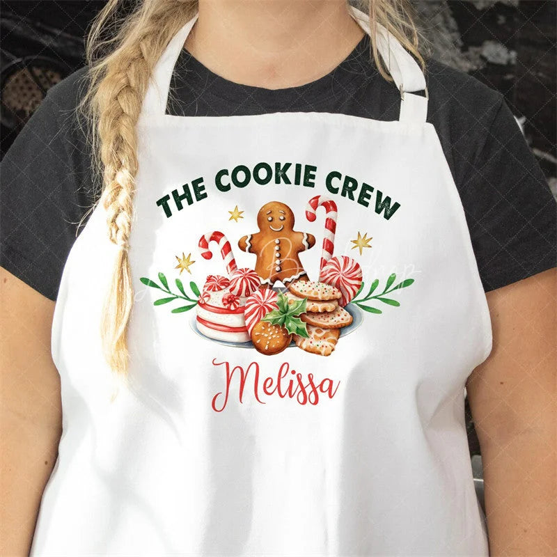 Lofaris Gingerbread Cookie Crew Apron Custom Name Christmas Baking Wear Festive Team Gift for Kitchen