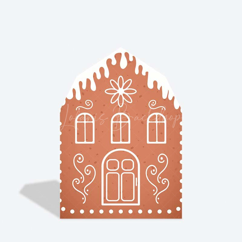Lofaris Gingerbread House Barn Door Arch Backdrop Christmas Candy Themed Party Decor Holiday Photography Background