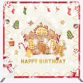 Lofaris Gingerbread House Candy Socks Xmas Square Backdrop
