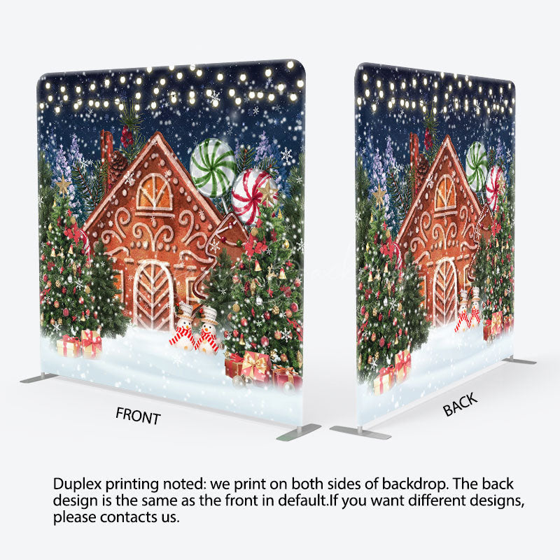 Lofaris Gingerbread House Christmas Pillow Case Backdrop