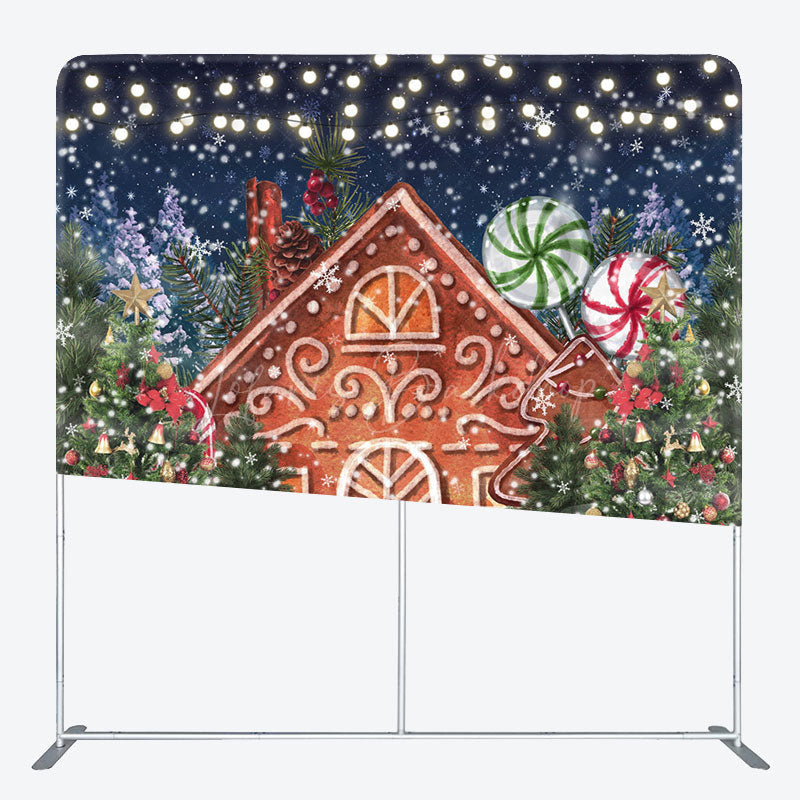 Lofaris Gingerbread House Christmas Pillow Case Backdrop