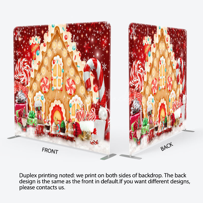Lofaris Gingerbread House Christmas Tension Fabric Backdrop