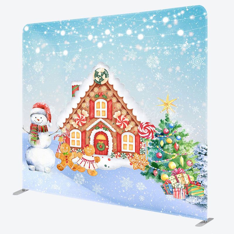 Lofaris Gingerbread House Winter Double-Sided Square Backdrop